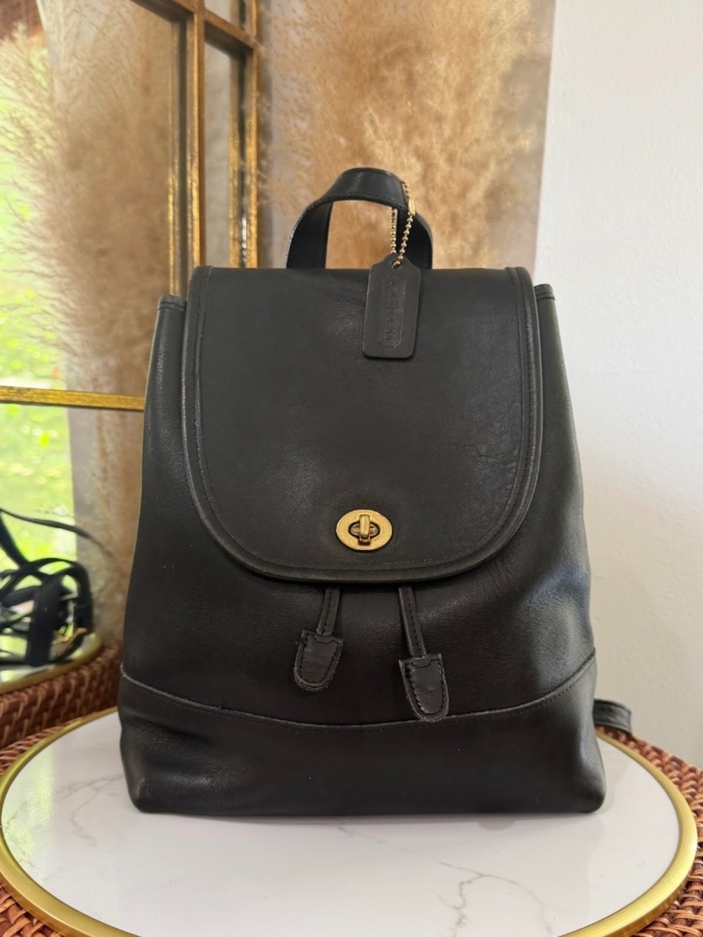 Vintage Coach 9791 Black LeatherLarge Daypack Backpack Bag Made In The USA